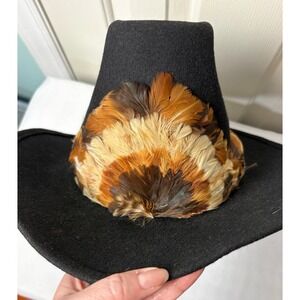 Mesa Wool Black Western Cowboy Hat Feather Band 7 1/8